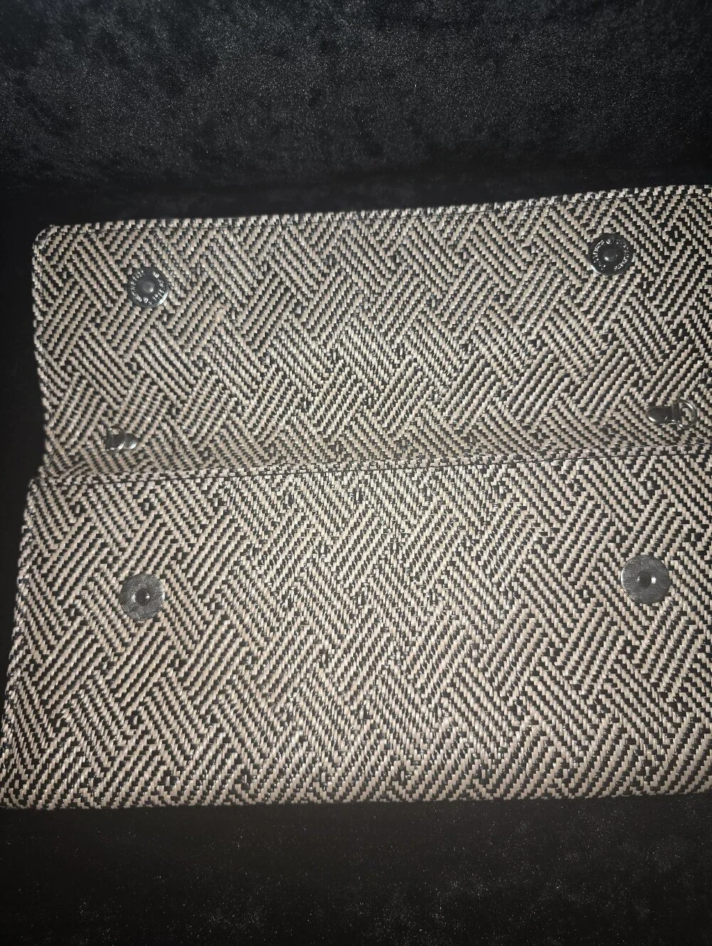 Boho Woven Straw Envelope Clutch Bag Black Natural Geometric Pattern